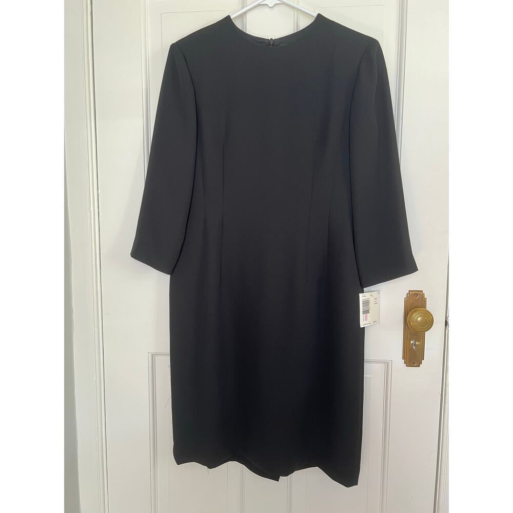 NEW Liz Claiborne Women's 10 P Perfect Black Dress Long Sleeve Sheath Midi